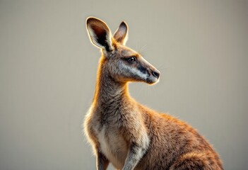 Fototapeta premium Cute kangaroo wearing Australian flag scarf. Patriotic animal for Australia Day, travel, and wildlife themes. Great for posters and greeting cards.