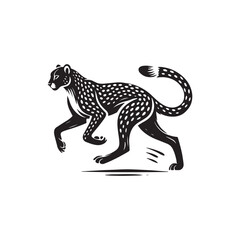 Black Color Cheetah silhouette design Vector Illustration, Solid White Background 15.eps