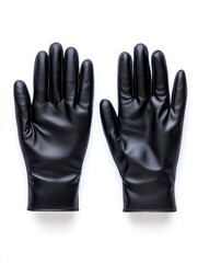 Black Leather Gloves Isolated on White Background - Stylish, sleek black leather gloves, perfect for formal occasions or everyday wear.  Symbolising elegance, sophistication, protection, style, and co