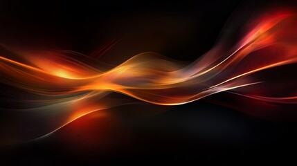 Fototapeta premium Abstract fiery orange and red wave design on black background