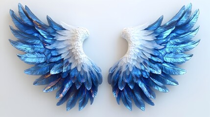 Obraz premium Majestic Azure Angel Wings Glowing in Ethereal 3D Rendering
