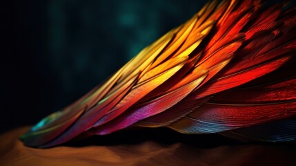 Close-Up of Colorful Parrot Feathers in Vivid Detail