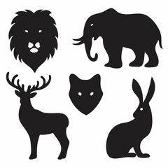 Simple Black Silhouettes of Various Animals