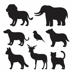 Simple Black Silhouettes of Various Animals