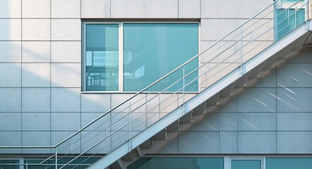 Modern Architectural Escape: Luxury Exterior Staircase on Towering Building Facade