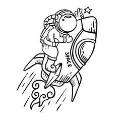 Astronauts riding a rocket into space