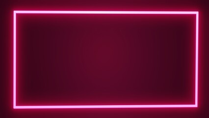 Pink neon frame isolated on black background