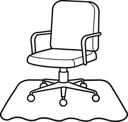 Editable Office Chair Mat Outline Vector Graphic