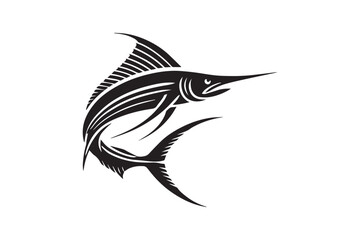 simple black an white sword fish vector silhouette isolated on a white background