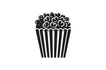 simple black an white popcorn vector silhouette isolated on a white background