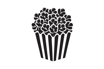 simple black an white popcorn vector silhouette isolated on a white background