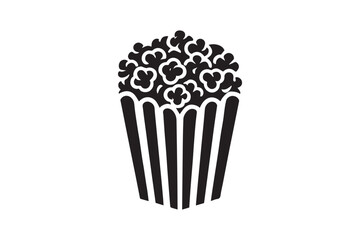 simple black an white popcorn vector silhouette isolated on a white background
