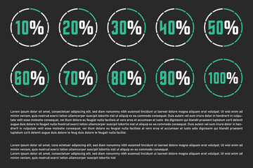 10%, 20%, 30%, 40%, 50%, 60%, 70%, 80%, 90% Discount. Sale tags set vector badges template. Sale offer price sign. Special offer symbol. Discount promotion. Discount badge shape. Vector design