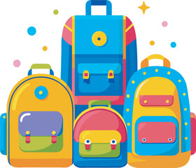 Childish backpacks vector  art Illustration file 