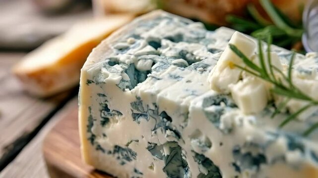 close up of blue cheese on the table