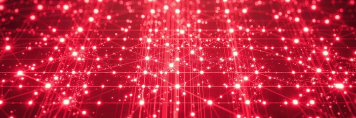 Intricate red grid, glowing nodes, abstract digital matrix, abstract art,intricate,3d