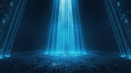 Fototapeta premium Mesmerizing blue light beams pierce darkness, creating ethereal glow, light effect, pattern, optical
