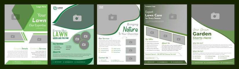 lawn care flyer design template. landscaping and gardening lawn care service flyer, poster, leaflet design lawnmower flyer template.