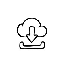 brush stroke hand drawn PNG image with transparent background business icon of download cloud data service