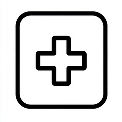 Fototapeta premium An iconic black outline of a medical cross on a white background, symbolizing health and emergency services.