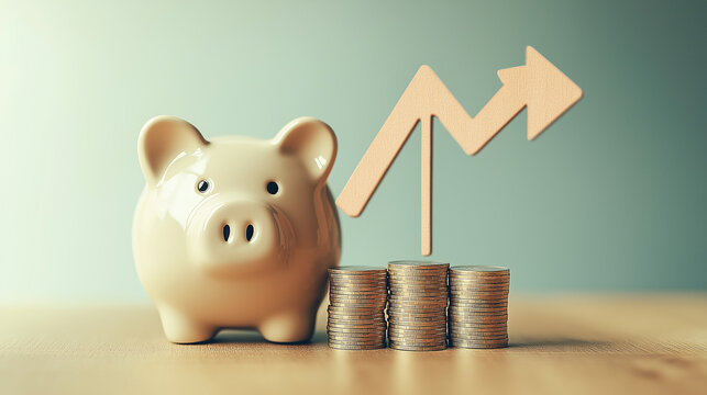 Golden Savings and Wealth Growth: Conceptual Piggy Bank and Coin Imagery