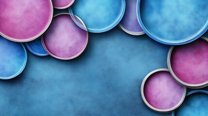 Abstract Colorful Circles on a Blue Background