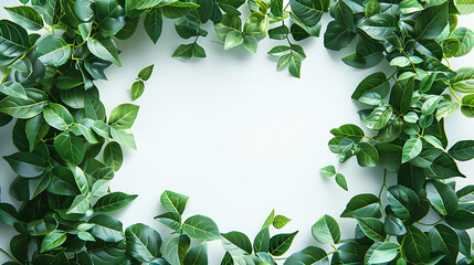 Fototapeta premium square cutout with nature green leaves placing a love concept invitation card wallpaper postcard ecology natural concept isolated white background for rustic wedding invitations 