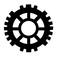 Obraz premium A bold, black gear symbol representing engineering and mechanics.