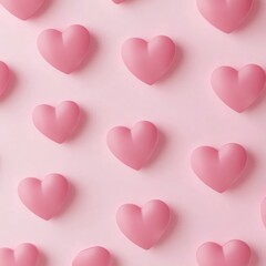 A collection of pink hearts arranged on a pink surface