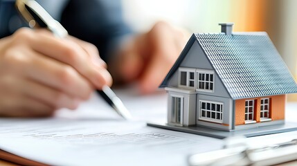 A couple discussing mortgage options with a banker, focusing on interest rates and loan repayment terms.