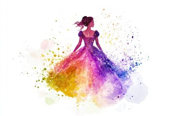 Fototapeta premium A watercolor painting of a woman wearing a dress