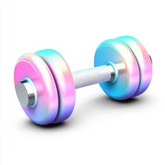 A vibrant pastel-colored dumbbell illuminated against a clean background, symbolizing fitness and health.