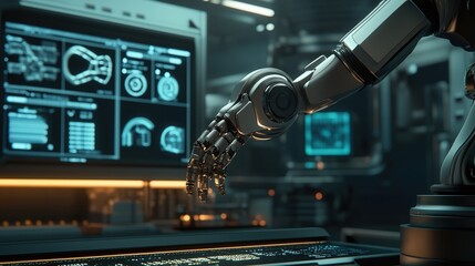 A detailed close-up of a robotic arm gripping and placing small components onto a circuit board