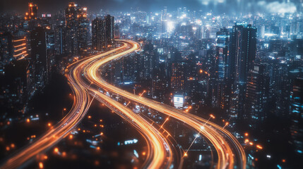 Obraz premium Smart digital Innovation city with connection network reciprocity over the cityscape. of future smart wireless digital city and social media networking systems that connects people with in city