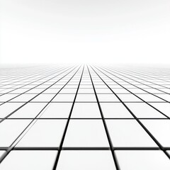 A minimalist view of an endless grid pattern stretching into a bright horizon, creating a sense of tranquility and vastness.