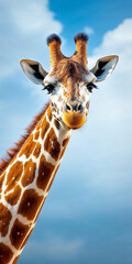 Naklejka premium Concept photo of a giraffe with space for text