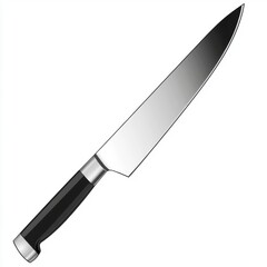Sharp kitchen knife with a sleek black handle and stainless steel blade, ideal for professional cooking.