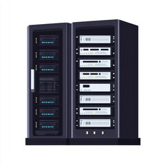 Fototapeta premium Modern data server racks housing advanced technology and storage capabilities.