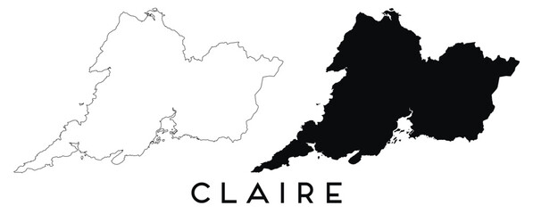 Claire County map outline and black silhouette vector