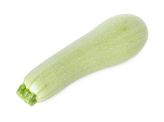 One fresh ripe zucchini isolated on white, top view