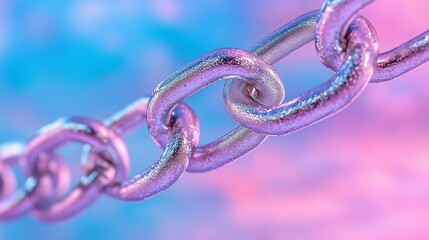 Obraz premium Metallic chain links with vibrant pastel gradient background