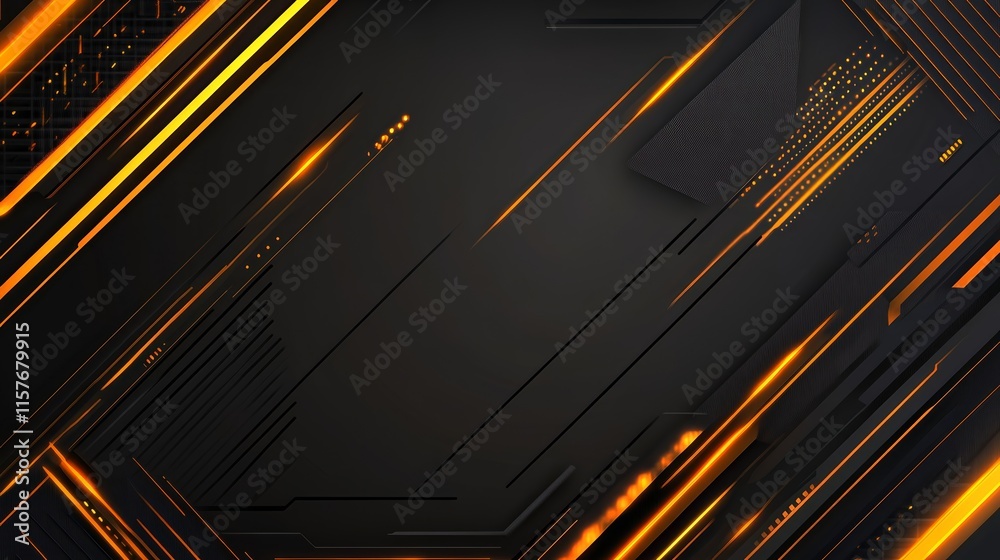 Poster abstract dark background with glowing orange lines