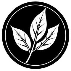 black and white leaf icon