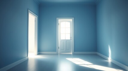 Empty room with open door and sunlight streaming in, ready for renovation and new beginnings
