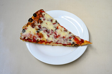 Traditional Turkish cuisine. Pizza, pita, pidesi, sucuk, hummus, kebab. Many dishes on the table. Serving dishes in restaurant. Margherita,  mix, formaggi, veggie karisik pizza. Top view, flat lay