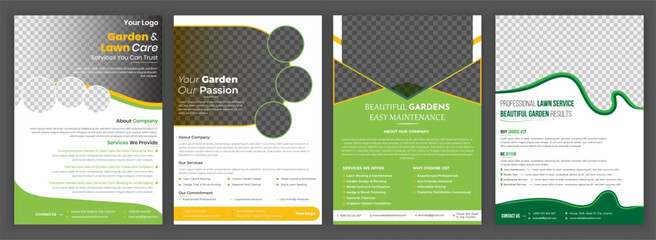 lawn care flyer design template. landscaping and gardening lawn care service flyer, poster, leaflet design lawnmower flyer template.