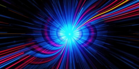 Fototapeta premium Abstract Radiating Light Streaks A Dynamic Energy Burst with Swirling Neon Colors