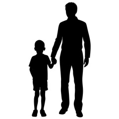 silhouette of father and son