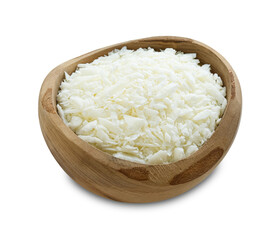 Soy wax in bowl isolated on white