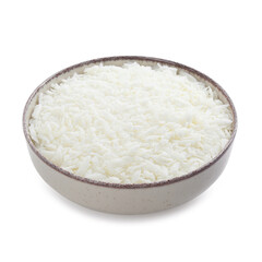 Soy wax in bowl isolated on white